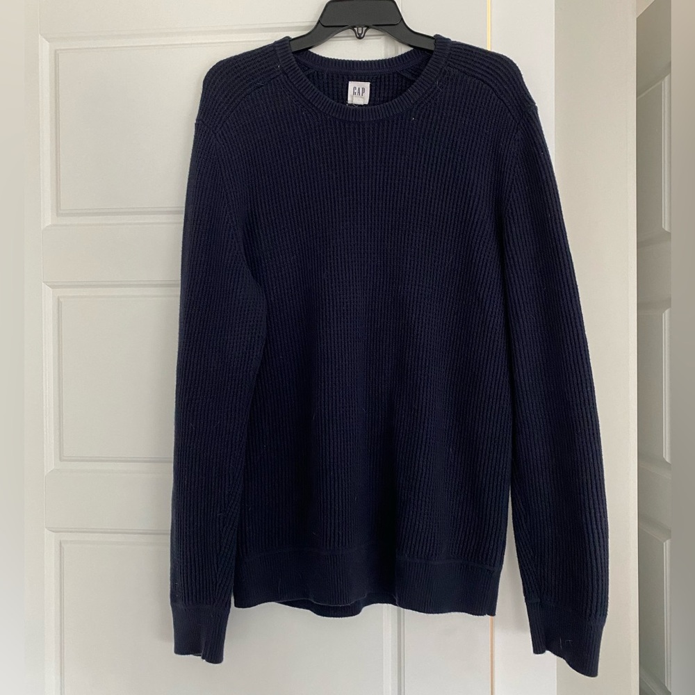 Gap Crewneck Sweater - EUC - Size Large - Waffle Knit - Blue